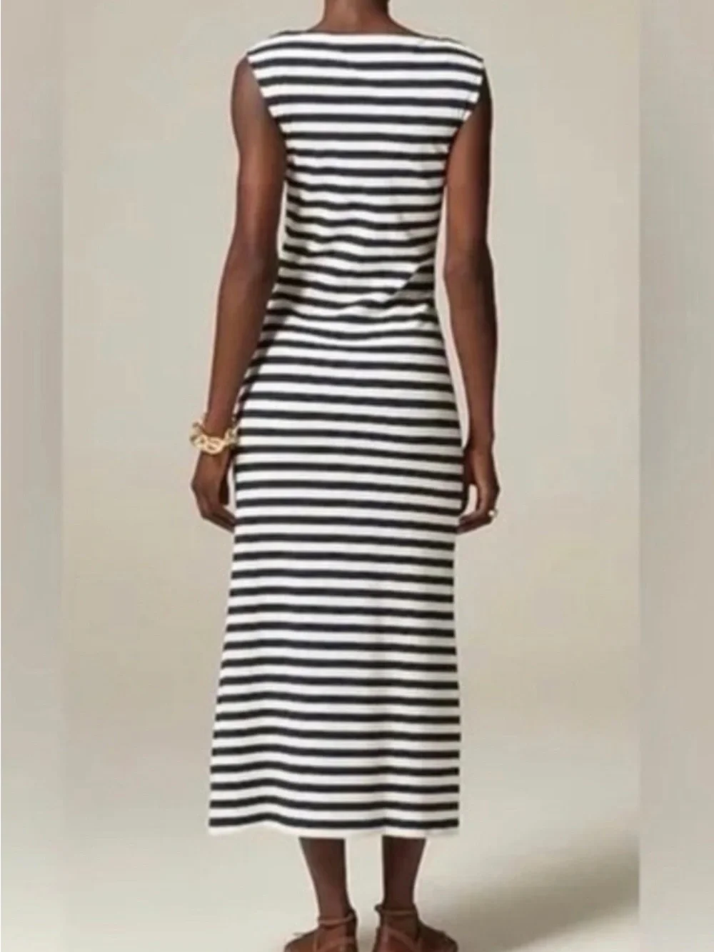 J. Crew Boatneck Ribbed Navy Striped Dress